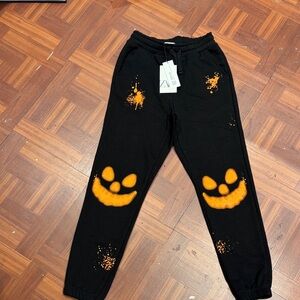 Zara Kids Black and Orange Pumpkin Joggers